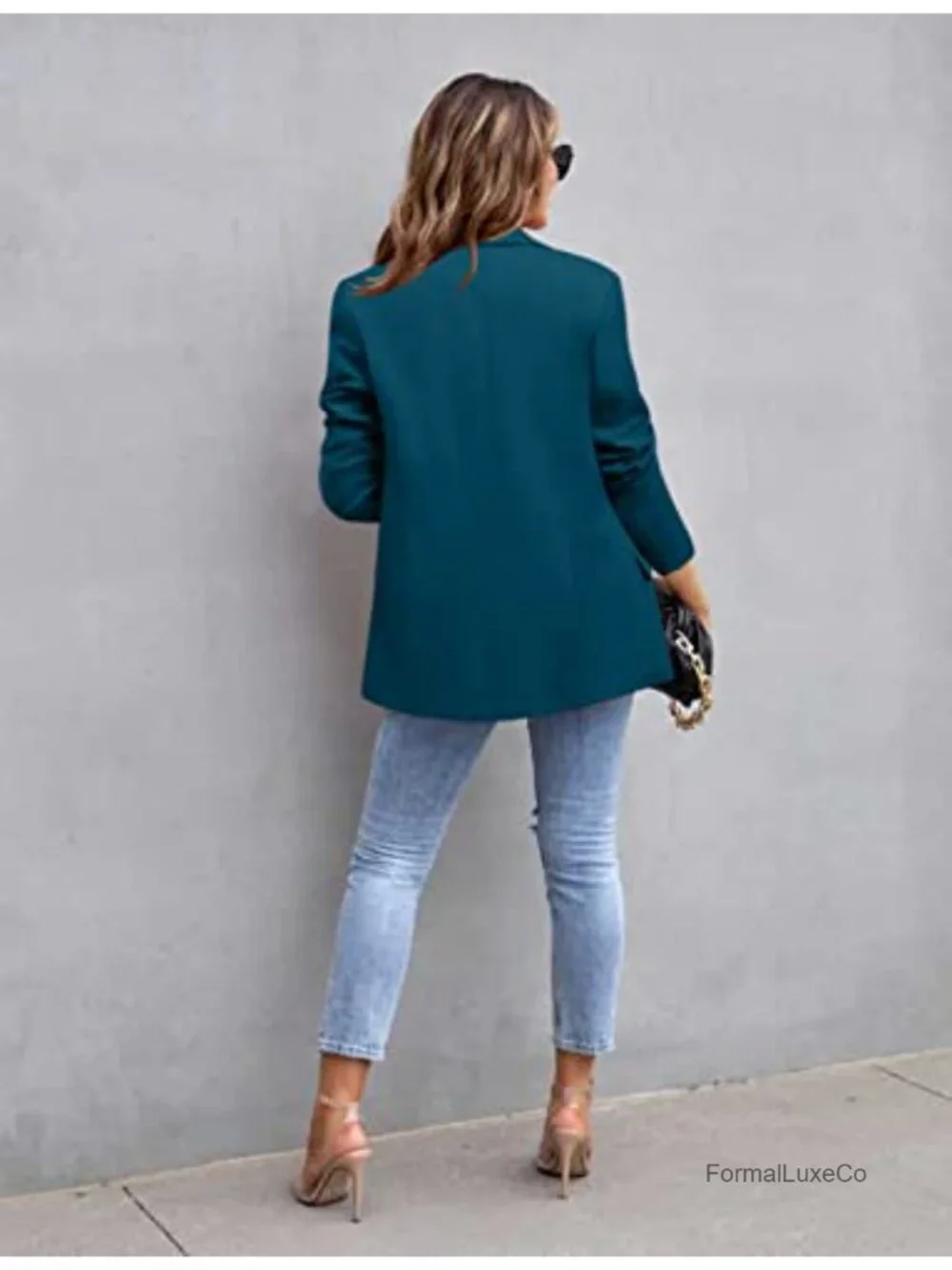 Women's Casual Blazer Jacket Long Sleeve Open Front Notch Lapel Button Flap